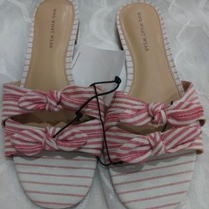 Who What Wear Sandals Red and White Bow New